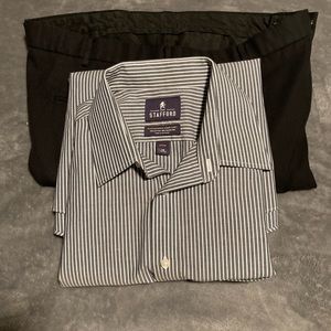 Dockers Black Dress Corduroy Pants Stafford Charcoal White Pin Strip Shirt